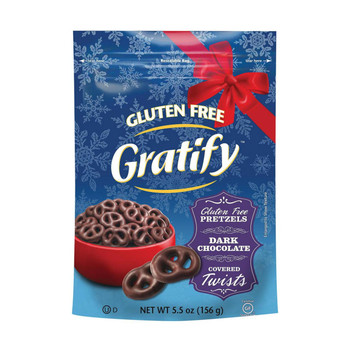 Gratify Pretzel Twist - Dark Chocolate - Gluten Free - Case of 12 - 5.5 oz Gratify Pretzel Twist - Dark Chocolate - Gluten Free - Case of 12 - 5.5 oz