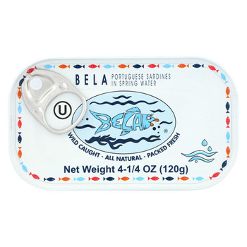 Bela - Olhao Sardines Spring Water - Case of 12 - 4.25 oz.