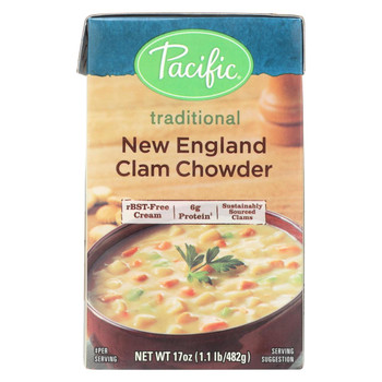 Pacific Natural Foods Clam Chowder - New England - Case of 12 - 17 oz.