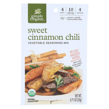 Simply Organic Vegetable Seasoning Mix - Sweet Cinnamon Chili - Case of 12 - .71 oz