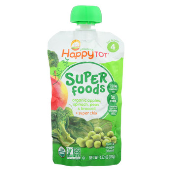 Happy Tot Happy Baby Organic Creamies - Apple Spinach Pea and Kiwi - Case of 16 - 4.22 oz.