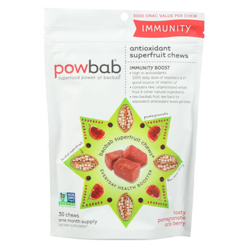 Powbab Superfruit Chews - Pomegranate Acai Berry - Case of 6 - 30 Count