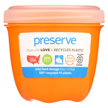 Preserve Food Storage Container - Round - Mini - Orange - 8 oz - 1 Count - Case of 12