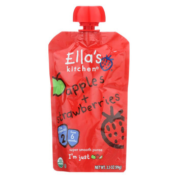 Ella's Kitchen Baby Food - Strawberry and Apple - Case of 12 - 3.5 oz.