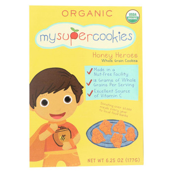 My Super Cookie Honey Heroes Whole Grain Cookies - Honey - Case of 6 - 6.25 oz.