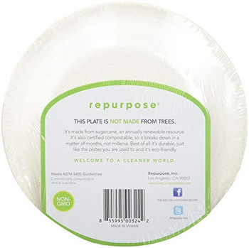Repurpose Compostable Bagasse Plates - Case of 24 - 20 Count Repurpose Compostable Bagasse Plates - Case of 24 - 20 Count