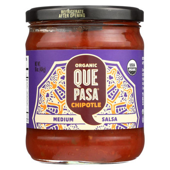 Que Pasa Organic Chipotle Medium Salsa - Case of 12 - 16 oz