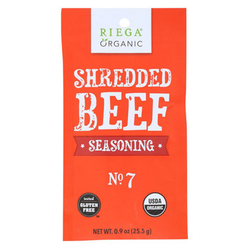 Riega Foods Seasoning - Organic - Shredded Beef - No. 7 - .9 oz - case of 8 Riega Foods Seasoning - Organic - Shredded Beef - No. 7 - .9 oz - case of 8