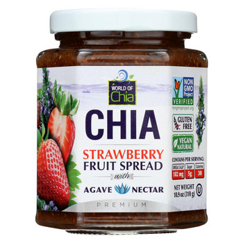 World of Chia  Strawberry Spread Sweetened With Agave Syrup - Case of 12 - 10.9 oz. World of Chia  Strawberry Spread Sweetened With Agave Syrup - Case of 12 - 10.9 oz.