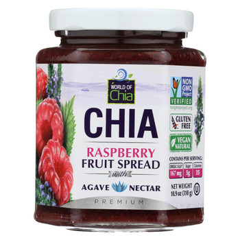 World of Chia  Raspberry Spread - Agave Syrup - Case of 12 - 10.9 oz. World of Chia  Raspberry Spread - Agave Syrup - Case of 12 - 10.9 oz.