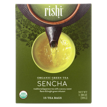 Rishi Organic Green Tea - Sencha - Case of 6 - 15 Bags