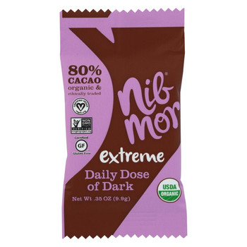 NibMor Organic Daily Dose of Dark - Extreme 80 Percent Cacao - .35 oz - Case of 60 NibMor Organic Daily Dose of Dark - Extreme 80 Percent Cacao - .35 oz - Case of 60