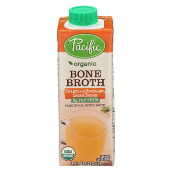 Pacific Natural Foods Bone Broth - Turkey with Rosemary, Sage and Thyme - Case of 12 - 8 Fl oz.