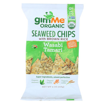 Gimme Organic Seaweed Rice Chips - Wasabi - Case of 12 - 4 oz.