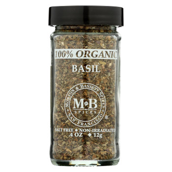 Morton and Bassett 100% Organic Seasoning - Basil - .4 oz - Case of 3