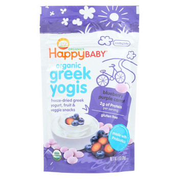 HappyYogis Yogurt Snacks - Organic - Freeze-Dried - Greek - Babies and Toddlers - Blueberry and Purple Carrot - 1 oz - case of 8