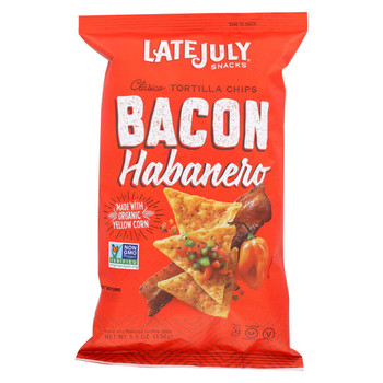 Late July Snacks Classic Tortilla Chips - Bacon Habanero - Case of 12 - 5.5 oz.