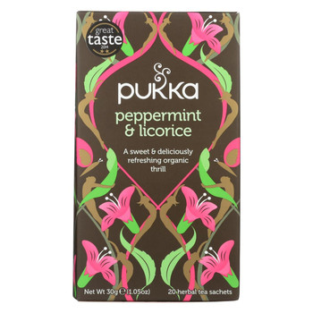 Pukka Herbal Teas Tea - Organic - Peppermint and Licorice - 20 Bags - Case of 6