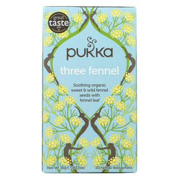 Pukka Herbal Teas Tea - Organic - Three Fennel - 20 Bags - Case of 6