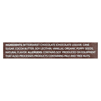 Endangered Species Natural Chocolate Bars - Dark Chocolate - 60 Percent Cocoa - Lemon Poppy Seed - 3 oz Bars - Case of 12