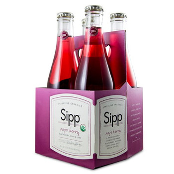 Sipp Sparkling Organics Soda - Organic - Mojo Berry - 4 Pck - Case of 6 - 4/12 fl oz