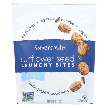 Somersaults Crunchy Sunflower Seed Bites - Sea Salt - Case of 6 - 6 oz.
