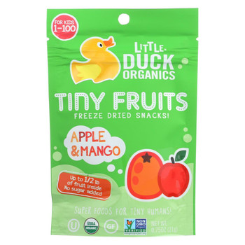 Little Duck Organics Tiny Fruits Freeze Dried Snacks - Apple and Mango - Case of 6 - 0.75 oz.