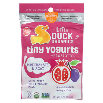 Little Duck Organics Freeze Dried Fruit and Yogurt - Tiny Yogurts - Organic - Pomegranate and Acai - Ages 1 Year Plus - .75 oz - case of 6
