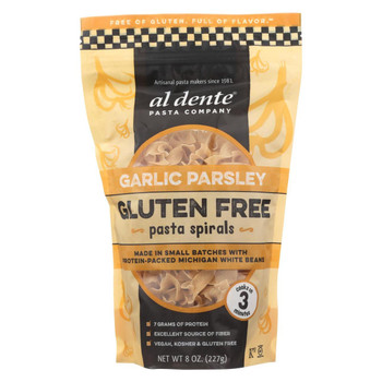 Al Dente - Gluten Free Pasta Spirals - Garlic Parsley - Case of 6 - 8 oz. Al Dente - Gluten Free Pasta Spirals - Garlic Parsley - Case of 6 - 8 oz.