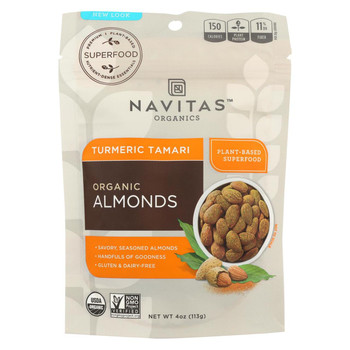 Navitas Naturals Almonds - Organic - Superfood Plus - Turmeric Tamari - 4 oz - case of 12