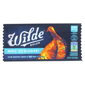 Wilde Premium Lean Meat Snack Bars - Maple Blueberry - Case of 15 - 1.25 oz.
