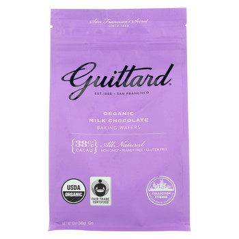 Guittard Chocolate Baking Wafers - Organic - 38% Milk - Case of 8 - 12 oz