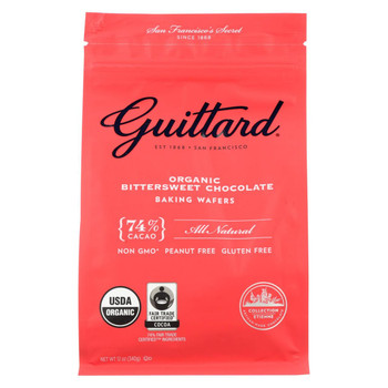 Guittard Chocolate Baking Wafers - Organic - 74% Bittersweet - Case of 8 - 12 oz