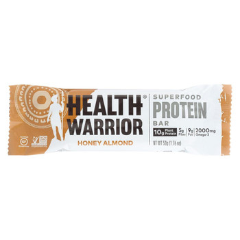 Health Warrior Superfood Protein Bar - Honey Almond - Case of 12 - 1.76 oz.