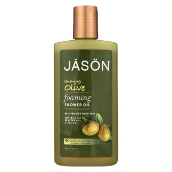 Jason Natural Products Foaming Shower Oil - Renewing Olive - Case of 1 - 10 fl oz.