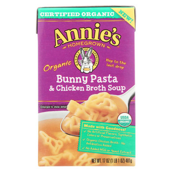 Annie's Homegrown Organic Bunny Pasta and Chicken Broth Soup - Case of 8 - 17 oz.