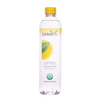 Sanavi Sparkling Spring Water - Organic Lemon - Case of 12 - 17 Fl oz.