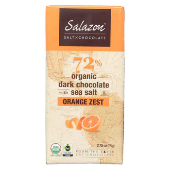 Salazon Chocolate Dark Chocolate - Orange Zest Sea Salt - Case of 12 - 2.75 oz.