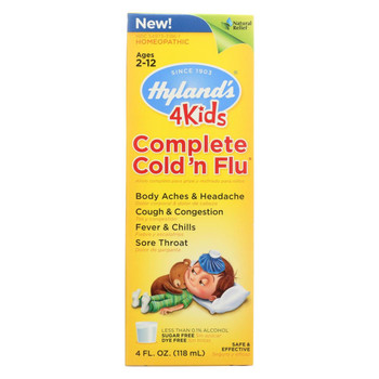 Hylands Homeopathic Cold n Flu - 4 Kids - Complete - Liquid Formula - 4 oz