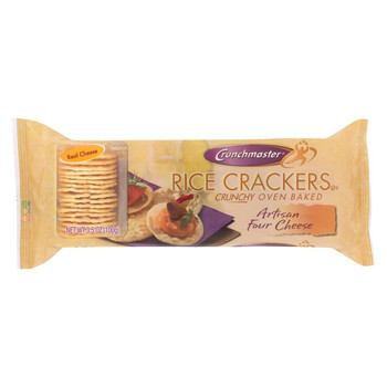 Crunchmaster Rice Crackers - Four Cheese Baked  - Case of 12 - 3.5 oz.