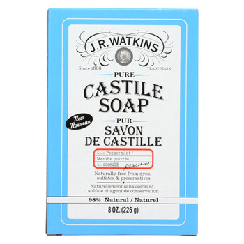J.R. Watkins Bar Soap - Castile - Peppermint - 8 oz J.R. Watkins Bar Soap - Castile - Peppermint - 8 oz