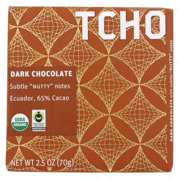 Tcho Chocolate Dark Chocolate Bar - Nutty 65 Percent Cacao - Case of 12 - 2.5 oz.