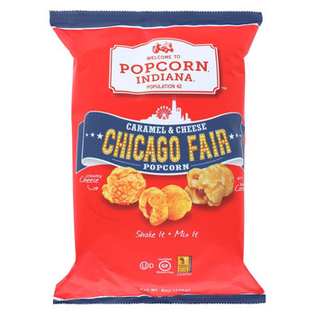 Popcorn Indiana Popcorn - Chicago Style Caramel & Cheese - Case of 12 - 8 oz