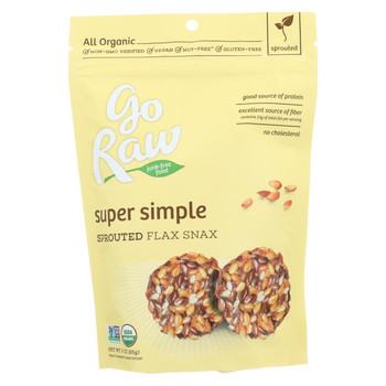 Go Raw - Organic Sprouted Flax Snax - Super Simple - Case of 12 - 3 oz.