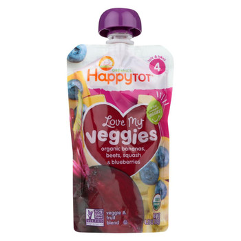 Happy Tot Toodler Food - Organic - Love My Veggies - Banana Beet Squash and Blueberry - 4.22 oz - case of 16 Happy Tot Toodler Food - Organic - Love My Veggies - Banana Beet Squash and Blueberry - 4.22 oz - case of 16
