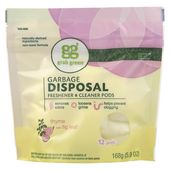 Grab Green Garbage Disposal Freshener and Cleaner - Thyme - Case of 12 - 12 Count Grab Green Garbage Disposal Freshener and Cleaner - Thyme - Case of 12 - 12 Count