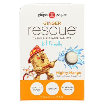 Ginger People Ginger Rescue for Kids - Mighty Mango - 24 Chewable Tablets - Case of 10 Ginger People Ginger Rescue for Kids - Mighty Mango - 24 Chewable Tablets - Case of 10