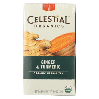 Celestial Tea - Organic - Ginger & Tumeric - Herbal - Case of 6 - 20 BAG