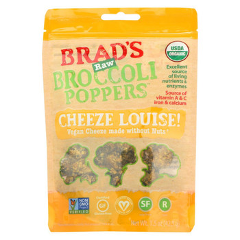 Brad's Raw Foods Broccoli Popper - Cheese Louise - Case of 6 - 1.5 oz.
