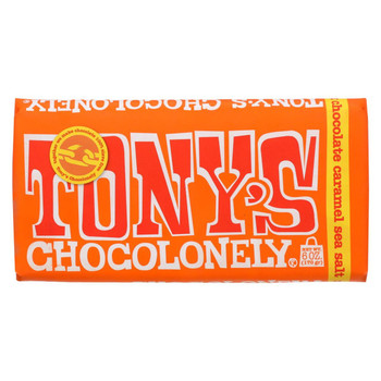 Tony's Chocolonely Bar - Milk Chocolate Caramel Sea Salt - Case of 15 - 6 oz.